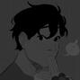 My art account's profile picture on Tumblr, blackened to match the carrd.